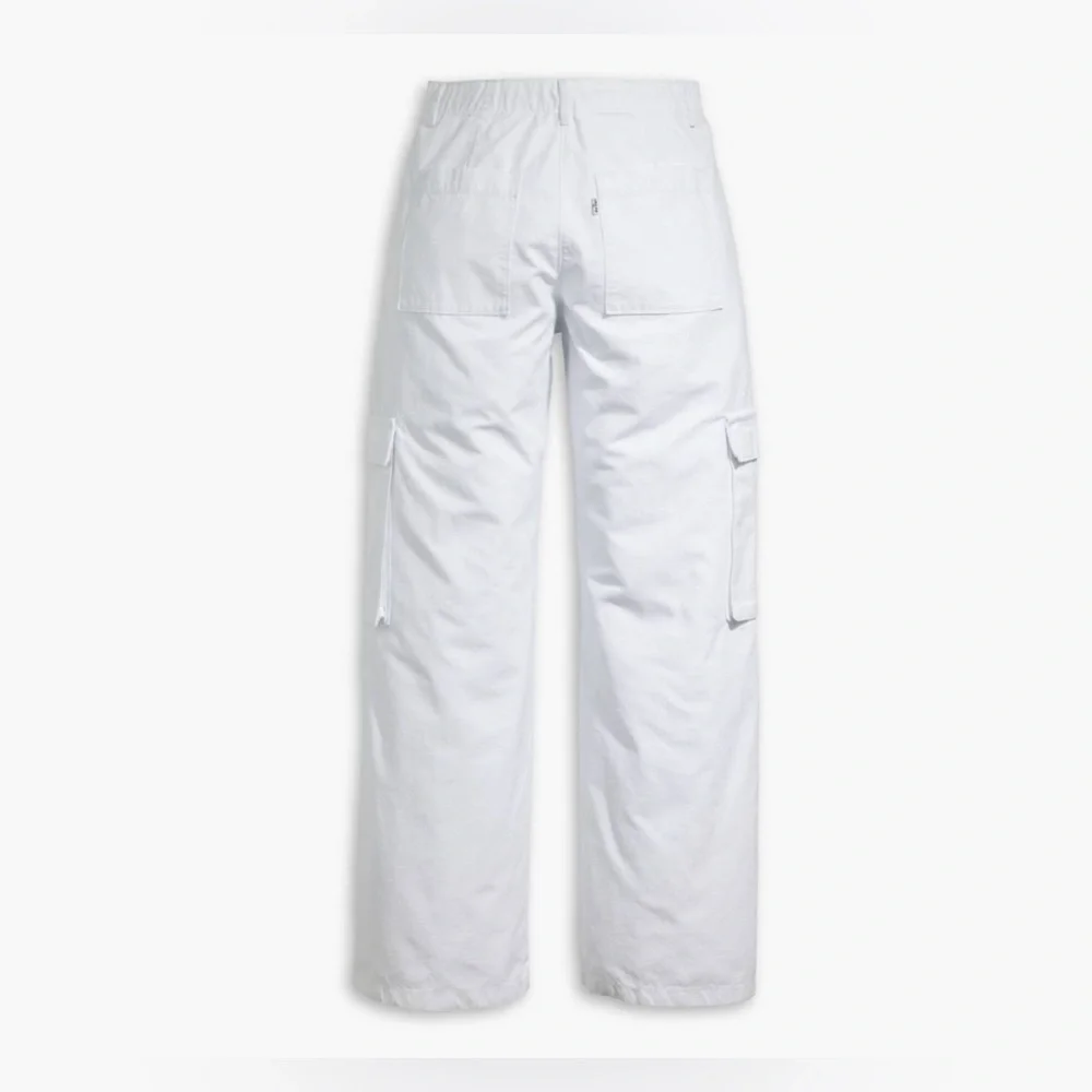 Cargo pants sample Nancy-R women cargo pants white elastic waist tie cotton